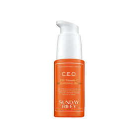 Sunday Riley C.E.O. front packaging shows bottle and orange color for brightening