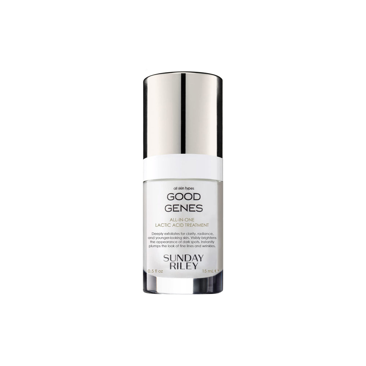 Sunday Riley Good Genes front bottle shows sleek packaging and fast brightening benefit