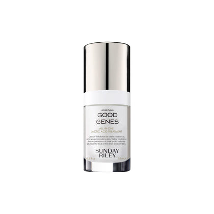 Sunday Riley Good Genes front bottle shows sleek packaging and fast brightening benefit