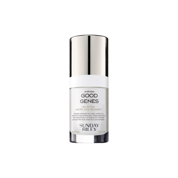 Sunday Riley Good Genes front bottle shows sleek packaging and fast brightening benefit