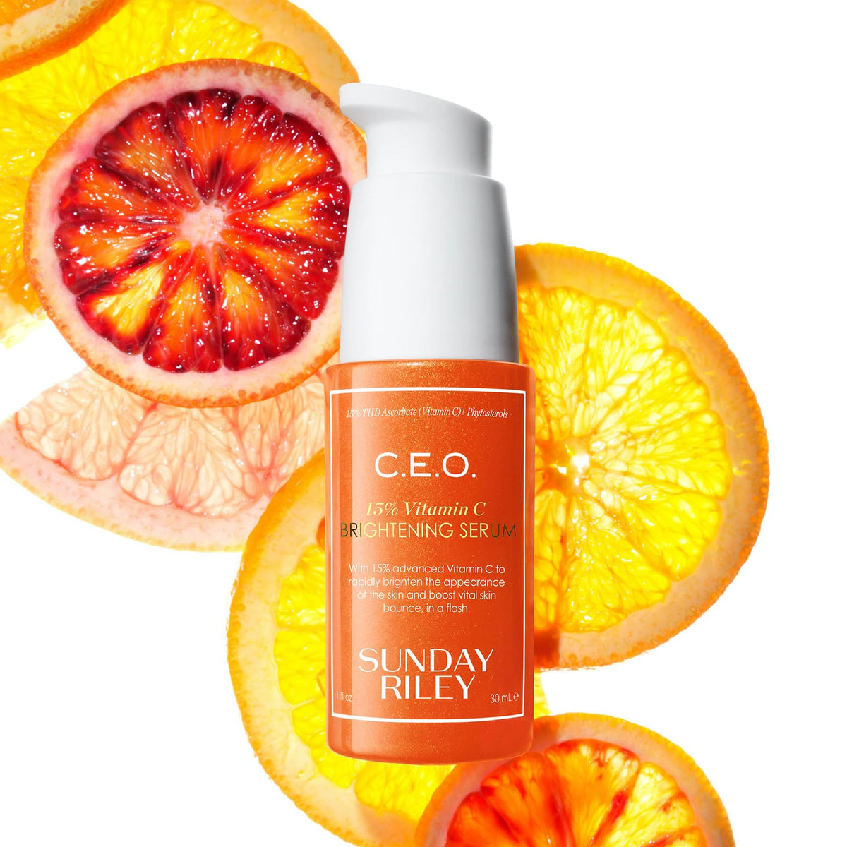 Sunday Riley serum on bathroom vanity during application showing routine-ready benefit