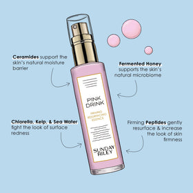 Sunday Riley Pink Drink before and after skin example showing improved texture benefit