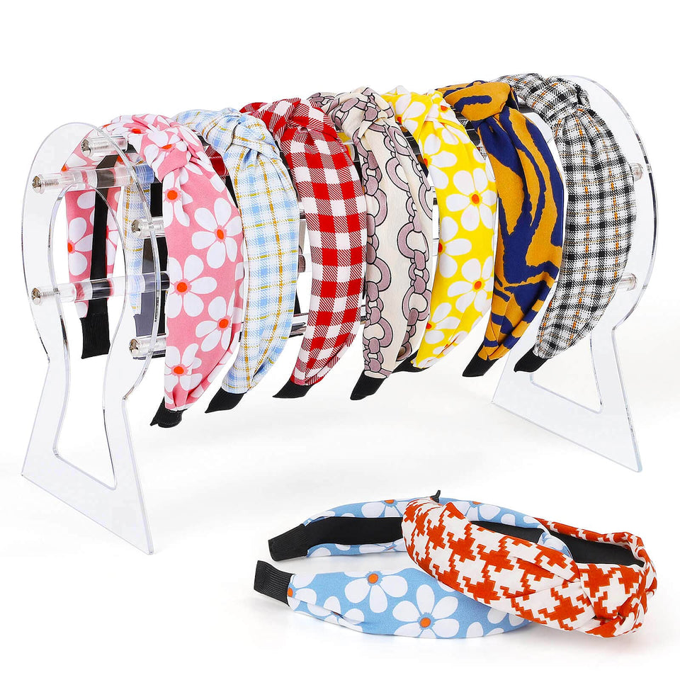 Suneerplay front view acrylic headband holder showing neat organization and easy access