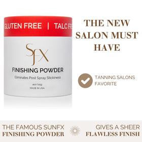SunFX label close-up highlighting talc-free vegan certifications