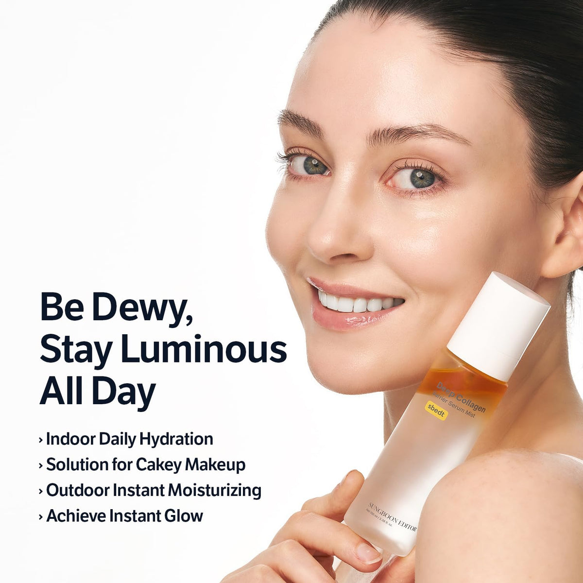 SUNGBOON EDITOR bottle label detail highlighting collagen and vitamin C benefits