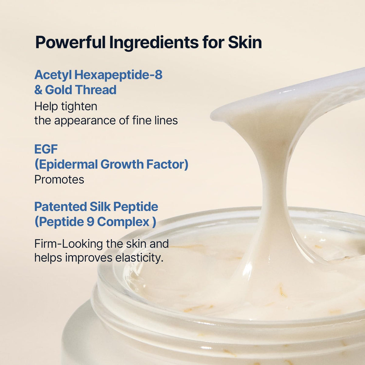 SUNGBOON EDITOR ingredient label close-up emphasizing peptide and EGF formulation benefit