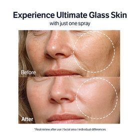 SUNGBOON EDITOR mist sprayed on face showing instant hydration and dewy glow