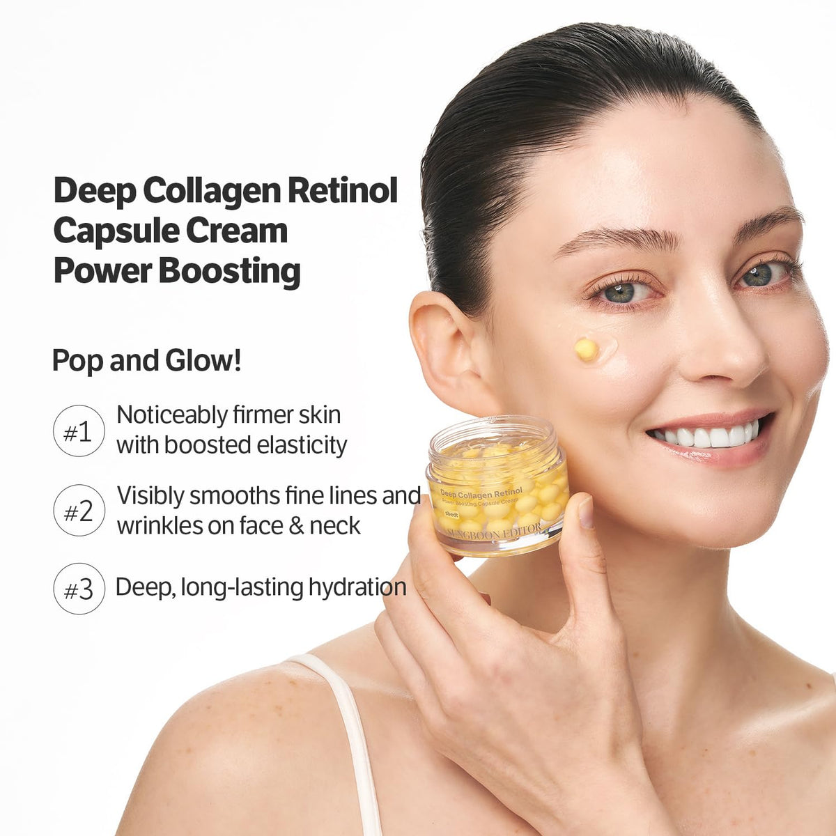 SUNGBOON EDITOR open capsule texture on fingers demonstrating smooth gel release benefit