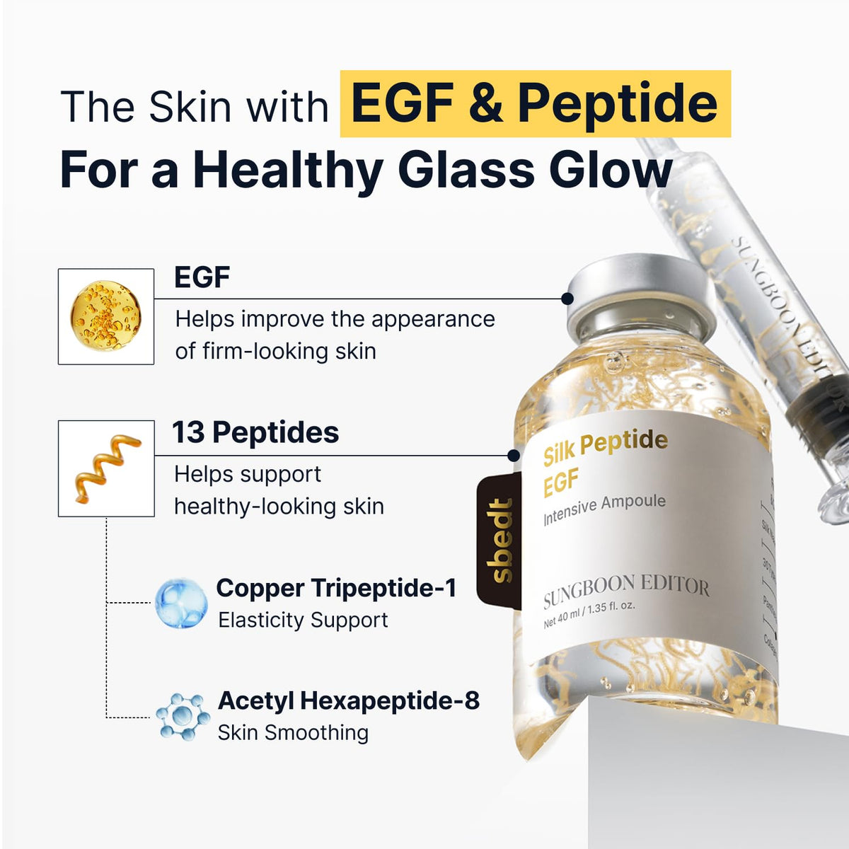 SUNGBOON EDITOR silk-peptide texture close-up that conveys fast absorption and smooth finish