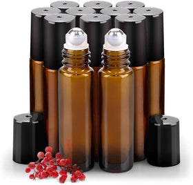 sungwoo amber glass 12-pack front view showing bottles and caps with clear organization benefit