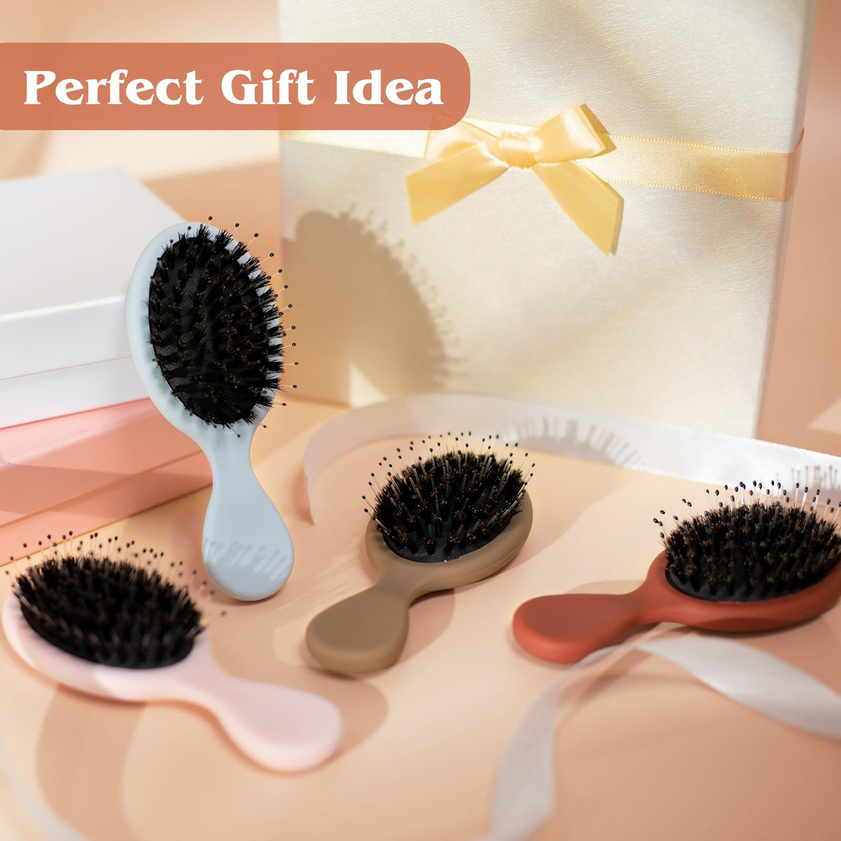 SunHer brush detangling a long hair section showing smoother strands and reduced frizz after use