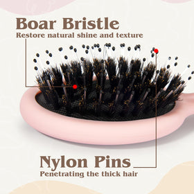 SunHer mini brush inside a purse illustrating travel-ready size and on-the-go touch-up convenience