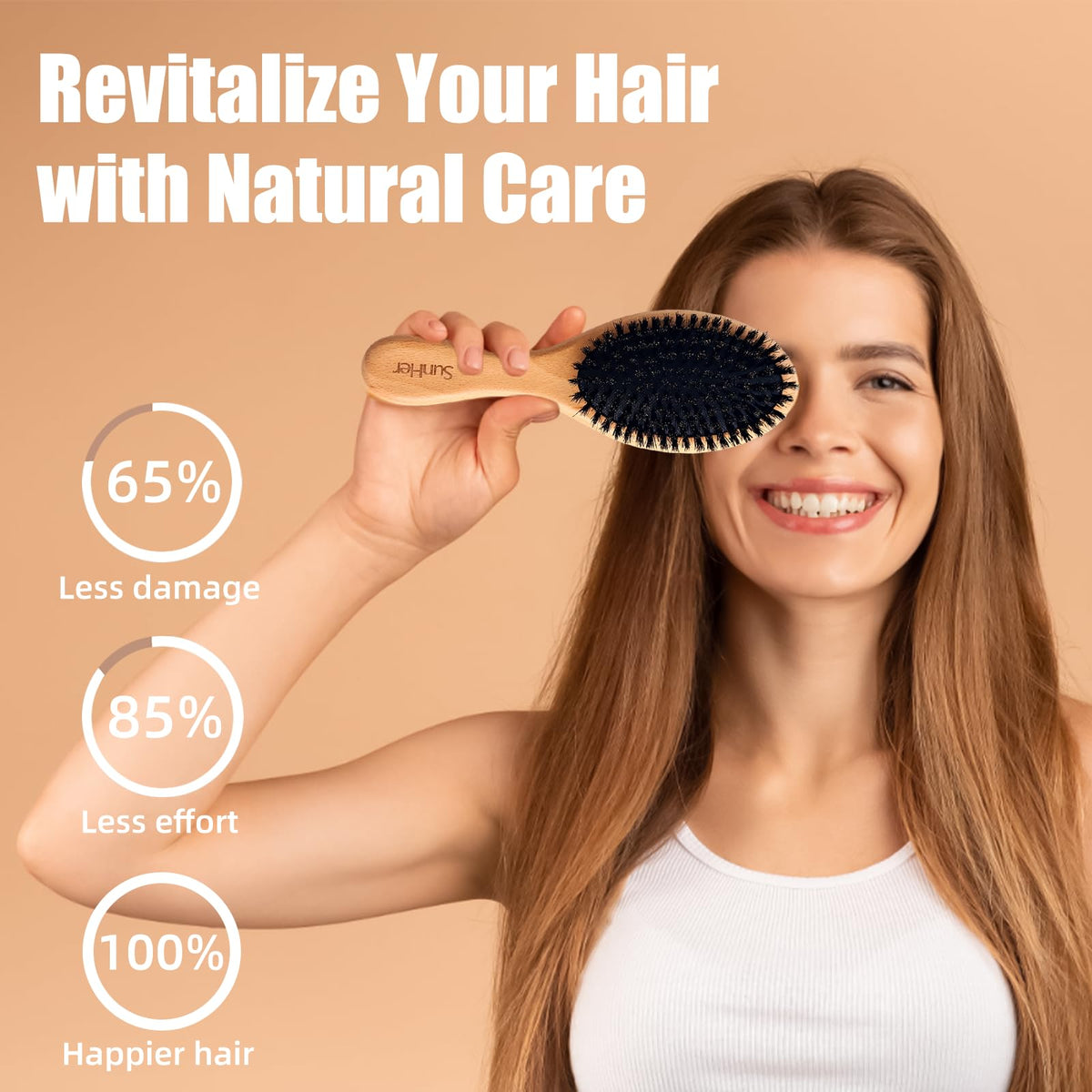 SunHer tail comb and brush set for styling and brush cleaning convenience