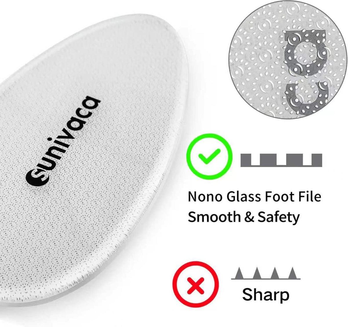 sunivaca close-up of etched nano surface highlighting long-lasting exfoliation