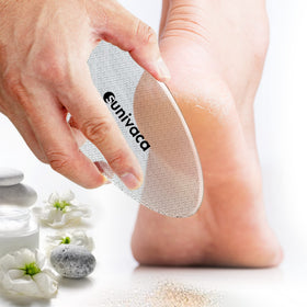 sunivaca file being used on heel to remove callus for softer skin