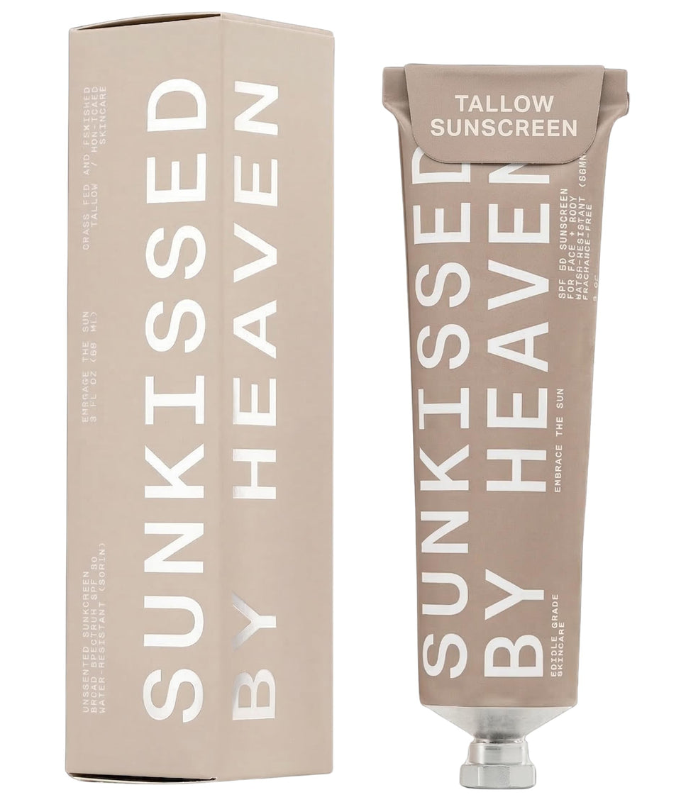Sunkissed By Heaven front packaging showing SPF 50 and Jay Alvarrez branding for trusted protection