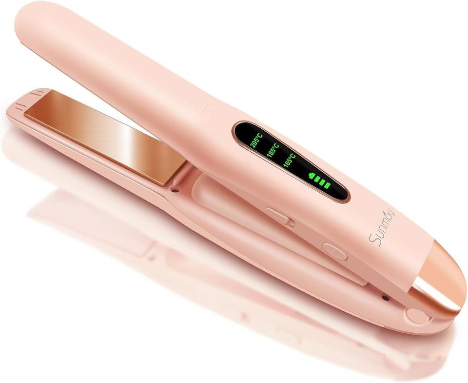 SUNMAY compact flat iron front view showing slim travel-ready design and quick styling