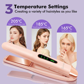 SUNMAY cordless straightener styling hair to a smooth straight finish while traveling