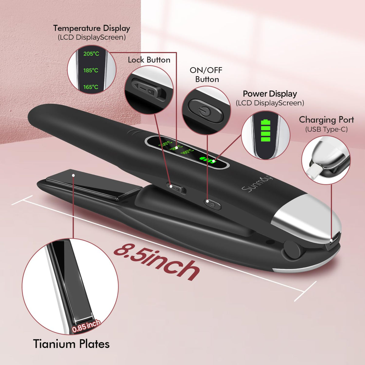 SUNMAY straightening hair in use, fast touch-up benefit demonstrated