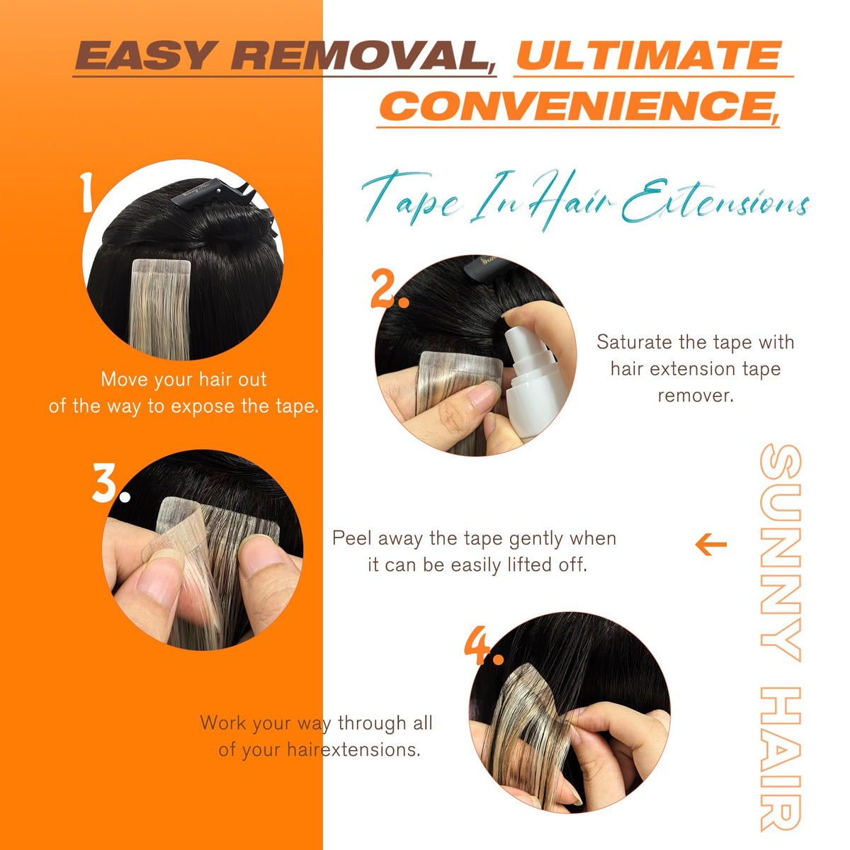 Sunny Hair care instructions label to maintain extension lifespan