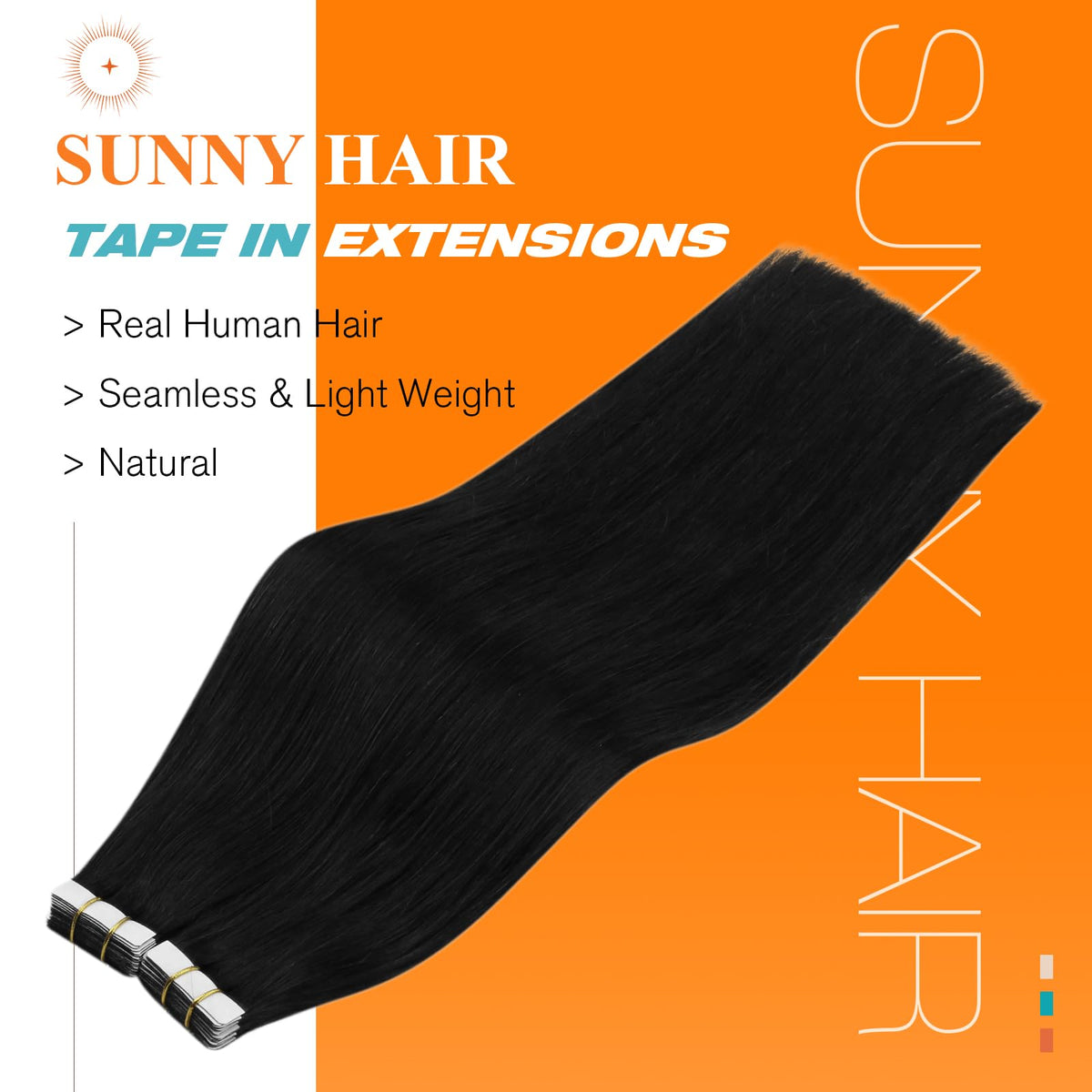 Sunny Hair close-up of adhesive tape edge for secure hold