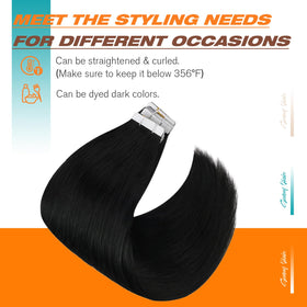 Sunny Hair extensions in hand showing 22-inch length scale