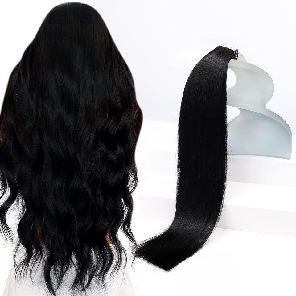 Sunny Hair front packaging showing jet black extension benefits
