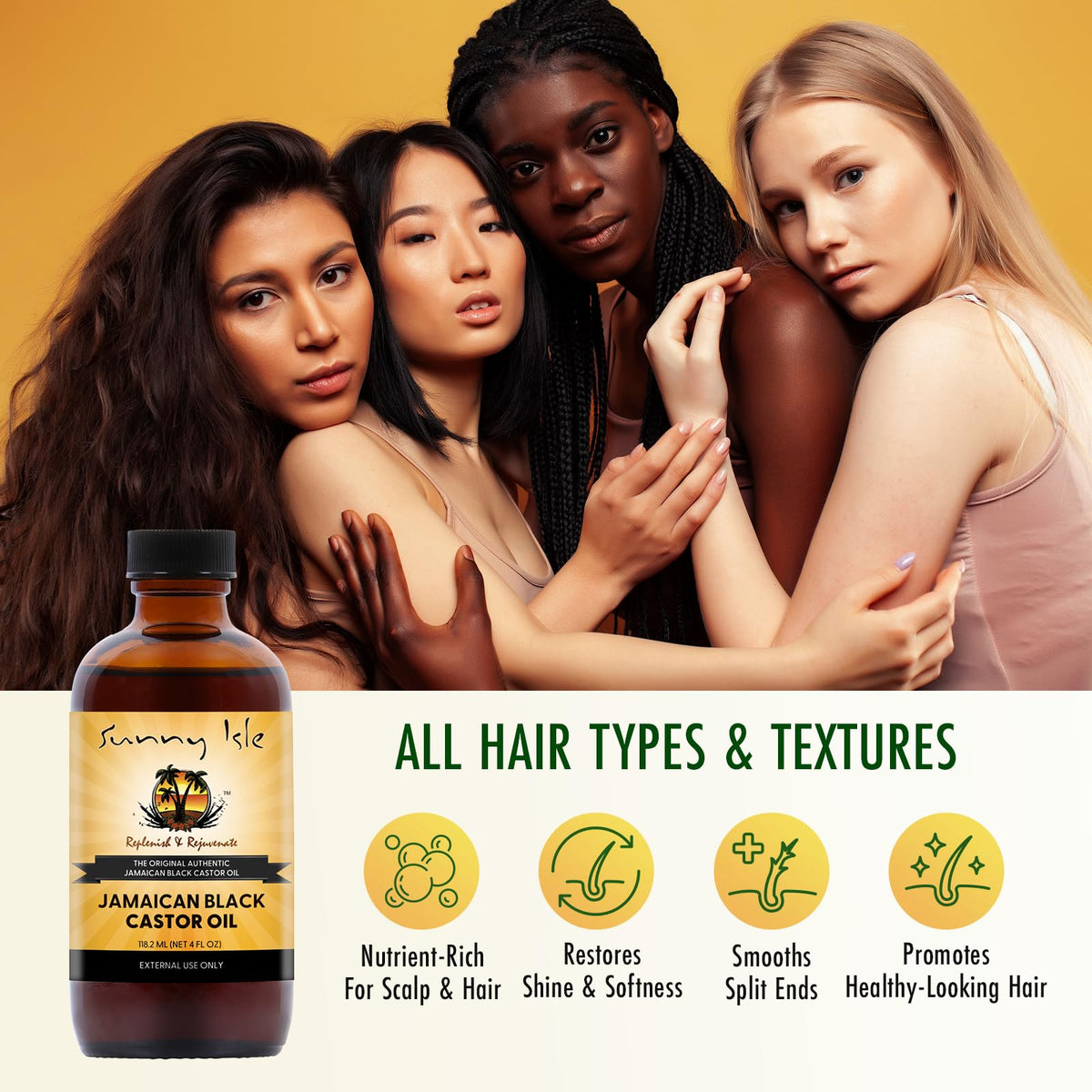 Sunny Isle applied to hair ends improving manageability and smoothness