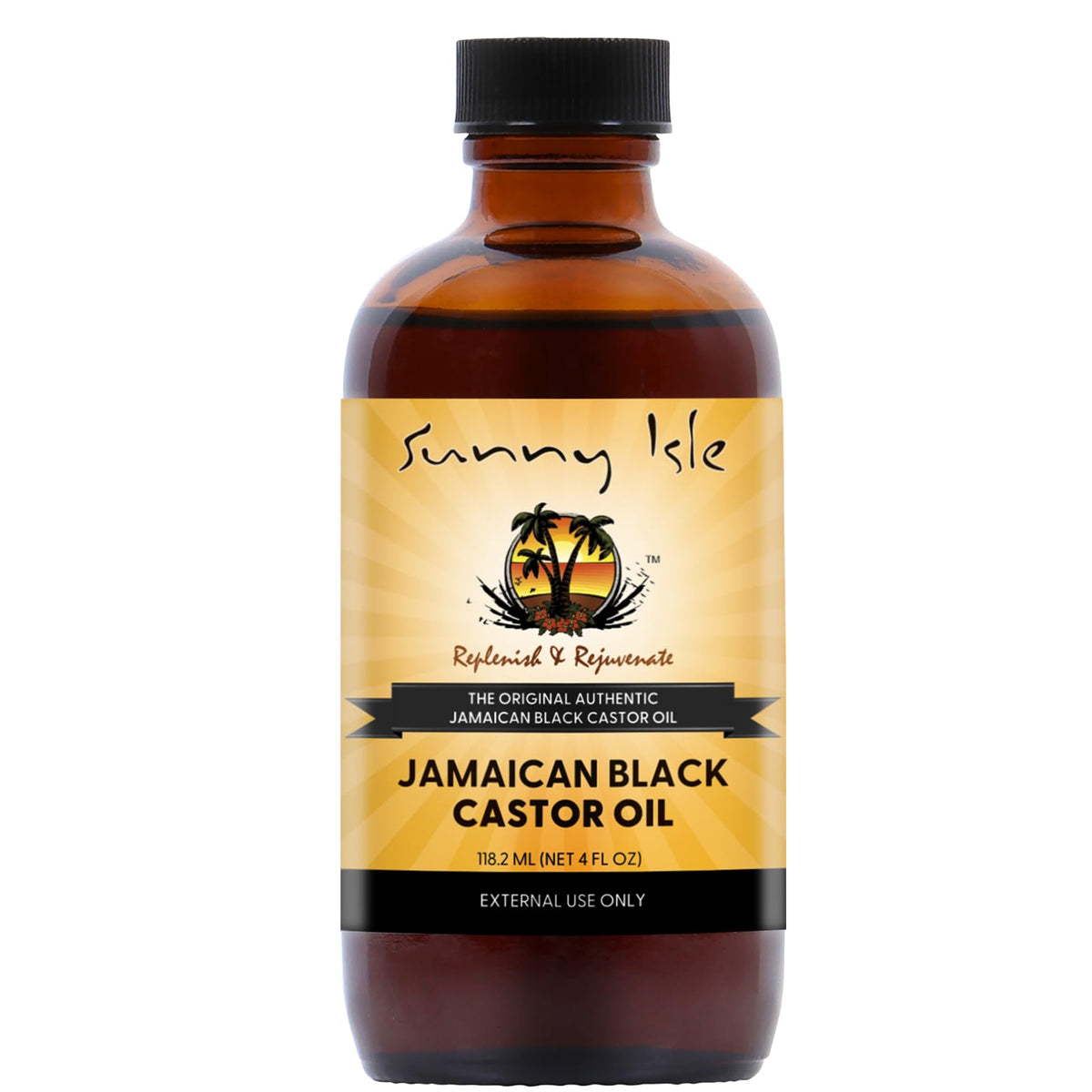 Sunny Isle front bottle showing product branding and clarity benefit