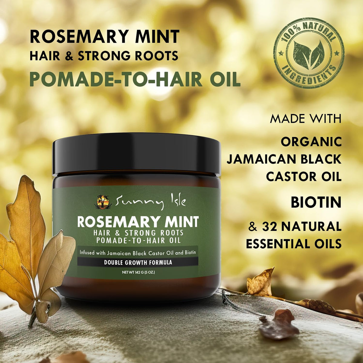 Sunny Isle pomade in hand demonstrating amount to use, helps measured application