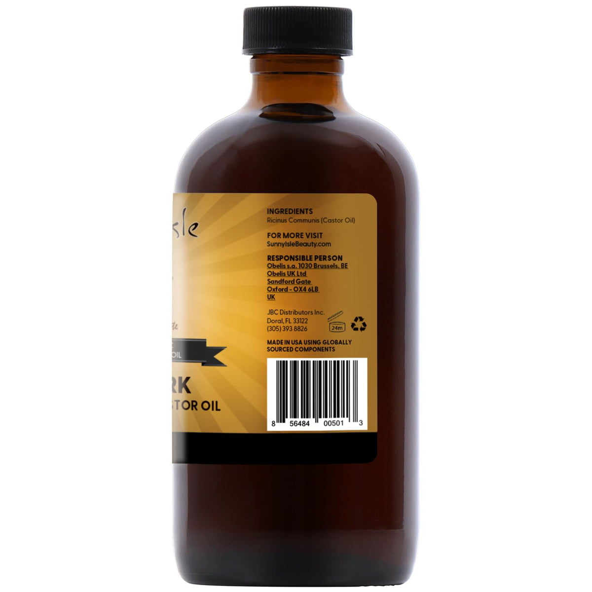 Sunny Isle 8oz bottle next to common objects showing practical size for routines