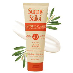Sunny Sailor front packaging showing SPF 40 and baby-safe benefit