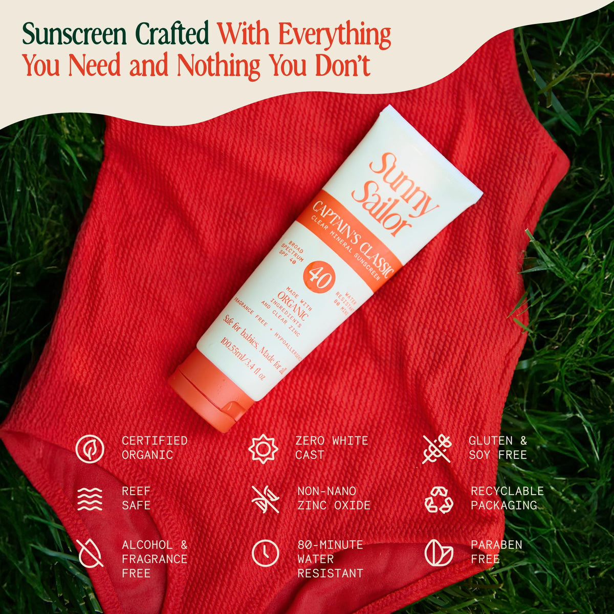 Sunny Sailor SPF 40 bottle top with cap open for easy dispensing
