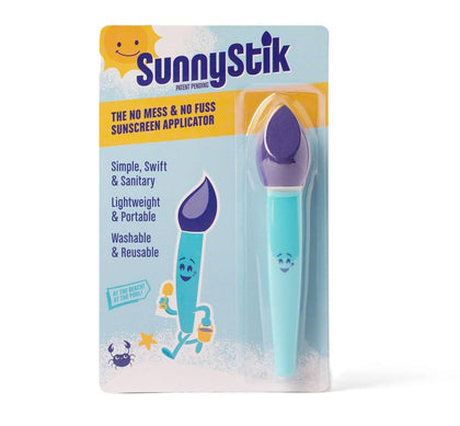 SunnyStik front view showing compact applicator and travel-ready design benefit