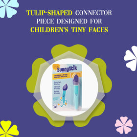 SunnyStik beside sunscreen bottle showing size comparison and portability benefit