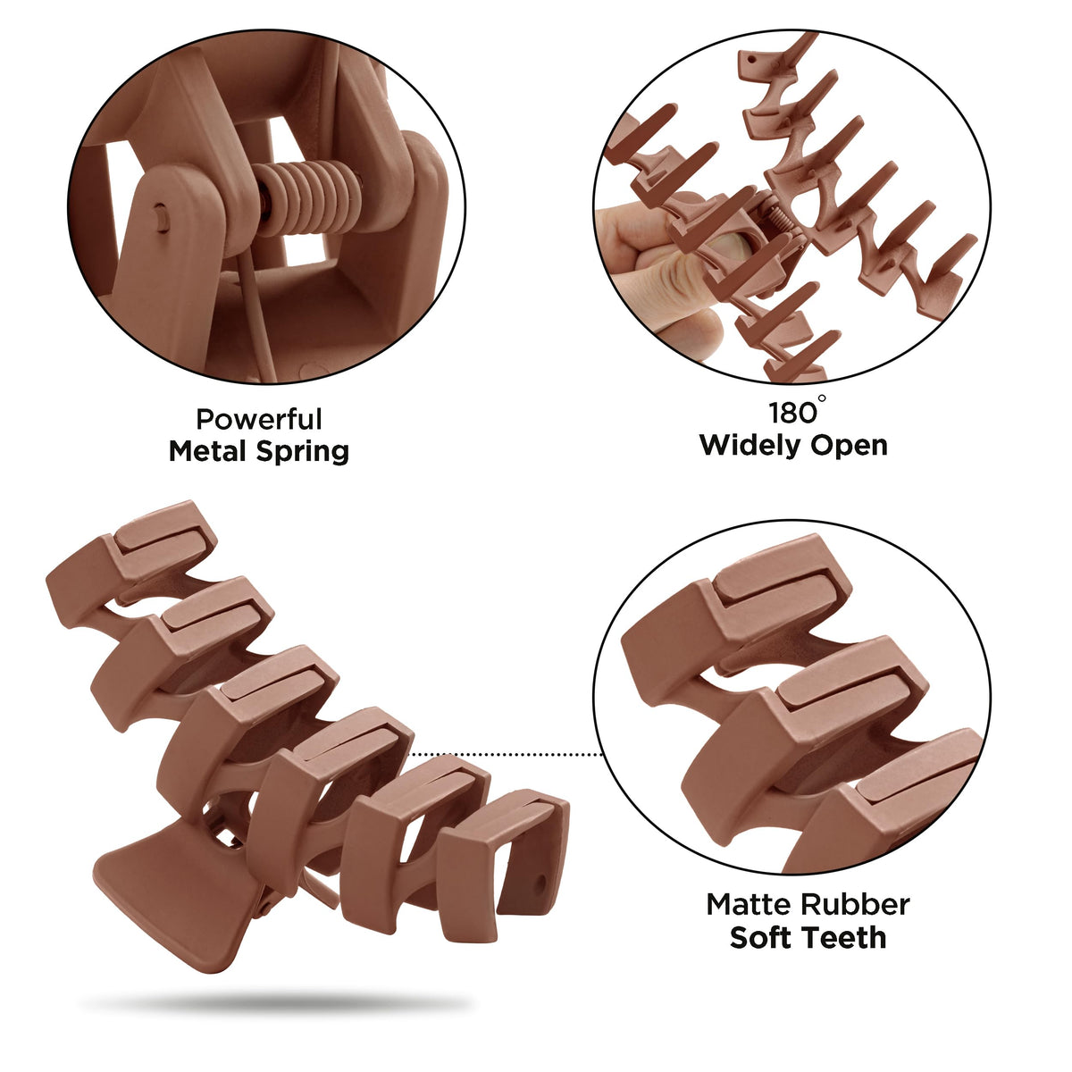 Sunolga close-up of clip teeth and spring showing secure non-slip grip