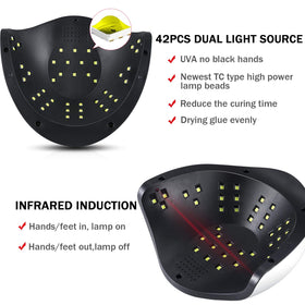Sunrich interior curved space revealing roomy design to fit hands and feet for even curing