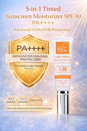 Suntegrity dispensed product on fingertip revealing light tint and blendability