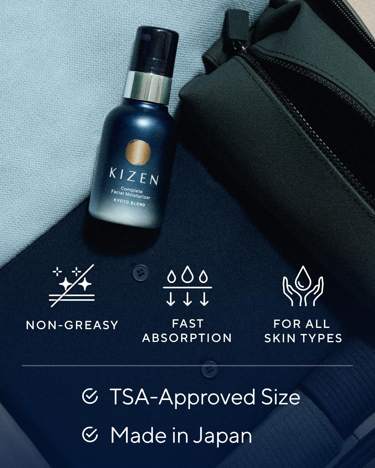 SUNTORY WELLNESS in hand travel size illustrating pocketable convenience and on-the-go care