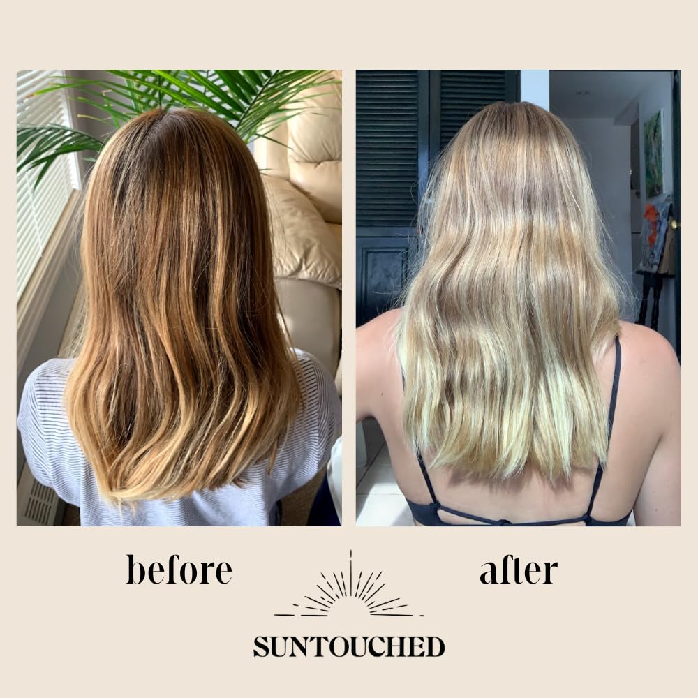 Suntouched applied in sun showing heat-activated highlight benefit