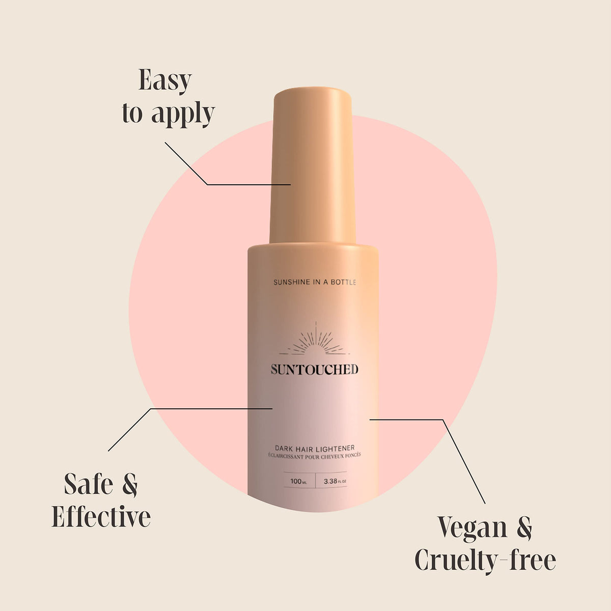 Suntouched being sprayed on dark hair in sunlight to activate lightening and add highlights