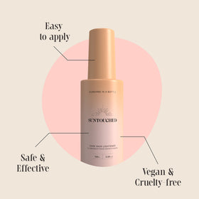 Suntouched being sprayed on dark hair in sunlight to activate lightening and add highlights