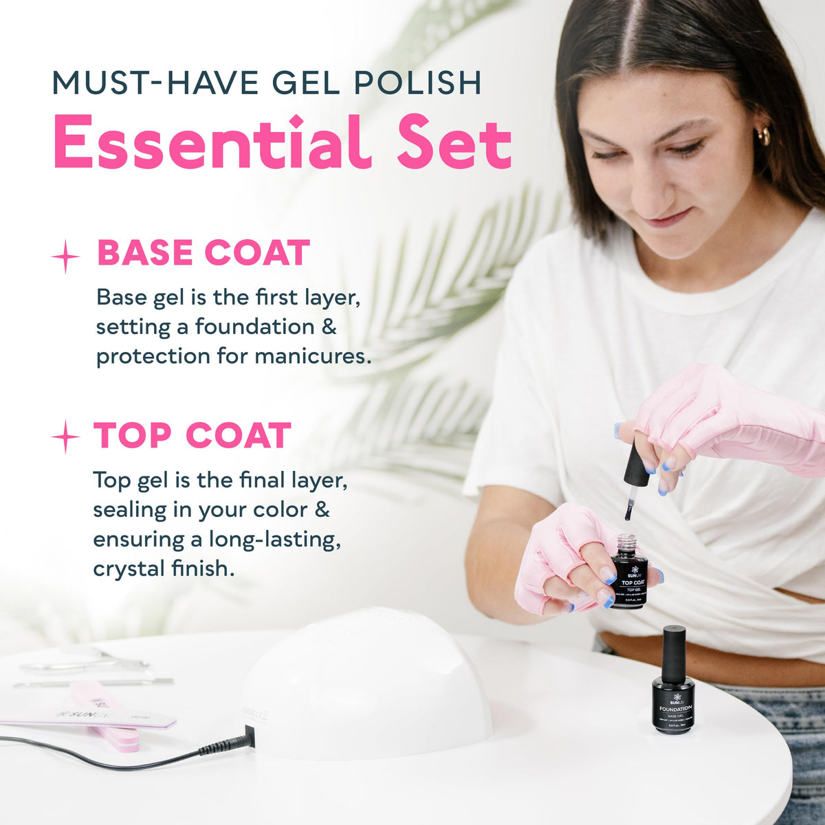 SUNUV brush applying base coat highlighting smooth application and precise control