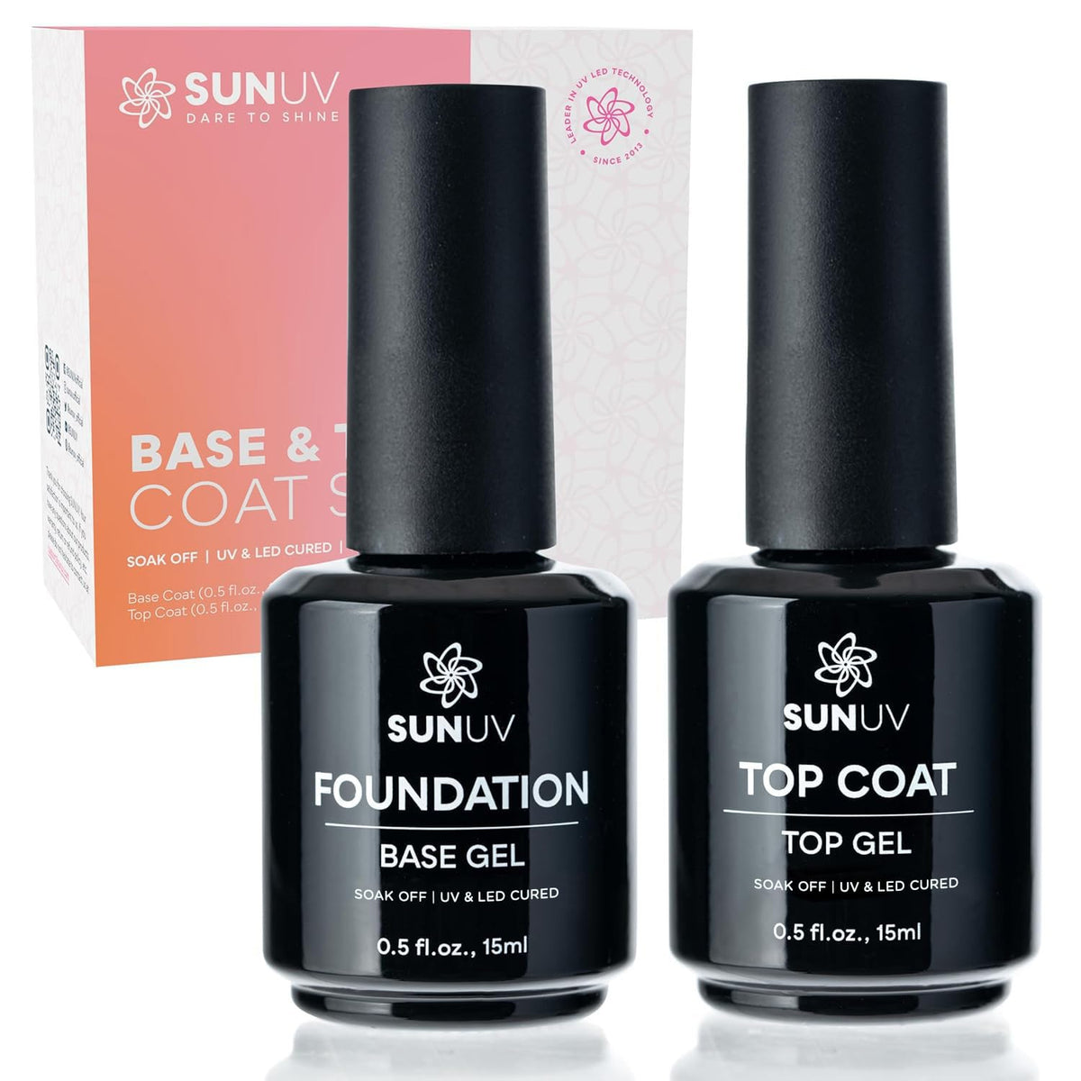 SUNUV front packaging showing base and top coat set and clear labeling for easy identification