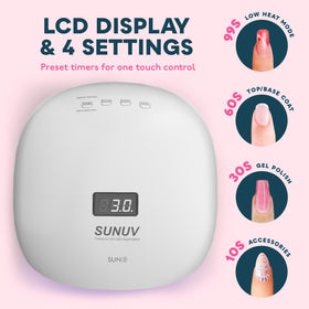 SUNUV side profile of compact lamp highlighting low-profile shape and stable base