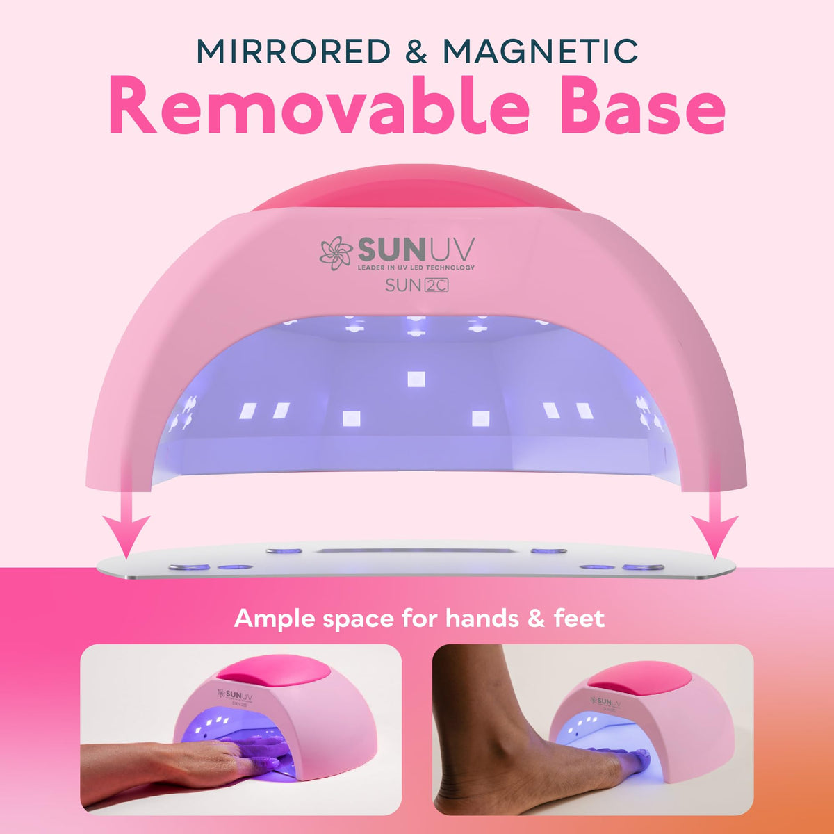 SUNUV foot in SUN2C during pedicure showing expanded space and practical use benefit
