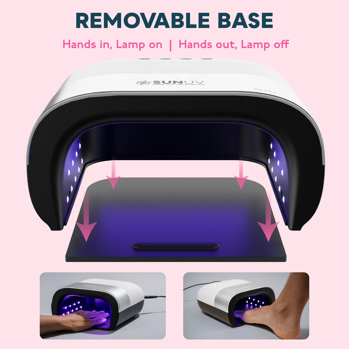 SUNUV SUN3 curing painted nails showing smooth glossy finish benefit