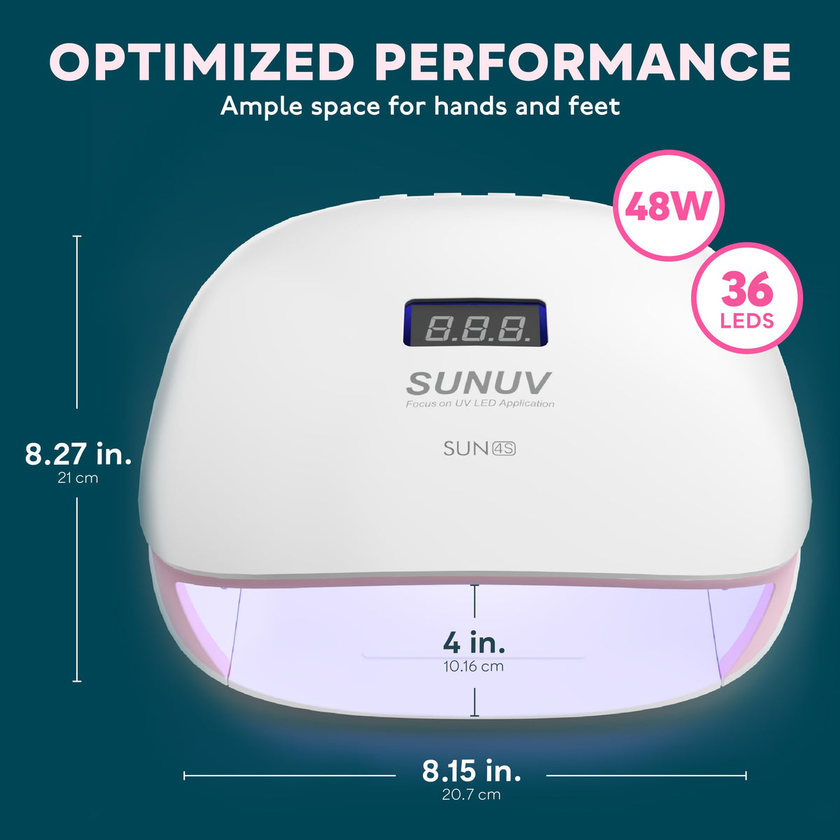 SUNUV SUN4S beside a hand for scale to show compact travel-friendly size
