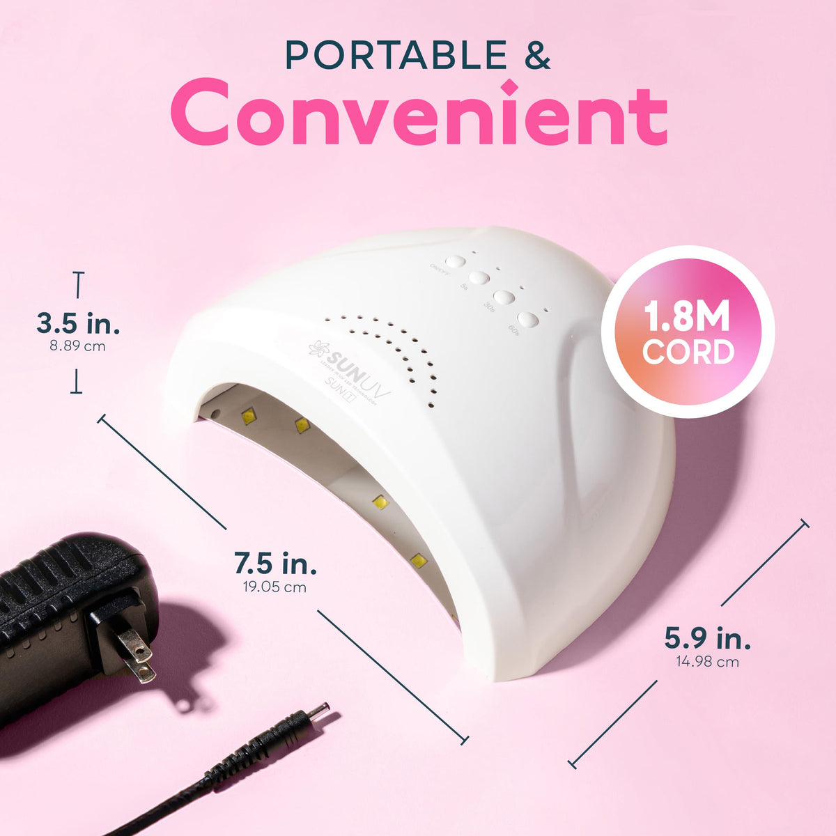 SUNUV SUNone curing a manicure on a model hand for quick results