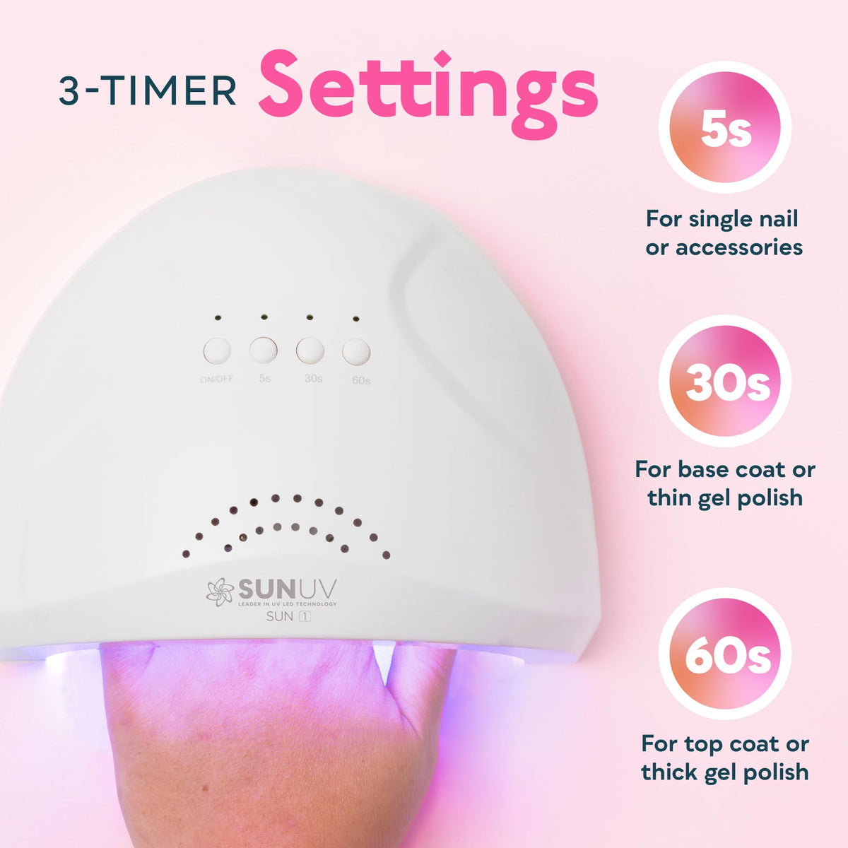 SUNUV SUNone with removable base open for easy pedicure access